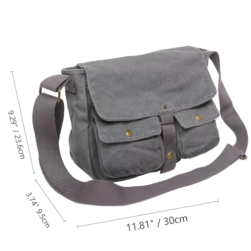 AFGWK School Vintage Canvas Messenger Bag for Men Crossbody Shoulder Bag Satchel Handbags(Slate) - Image 4