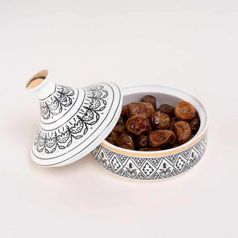 دلتي تمرية أبيض وأسود مع غطاء 19.5*16.6*17 سم - Image 4