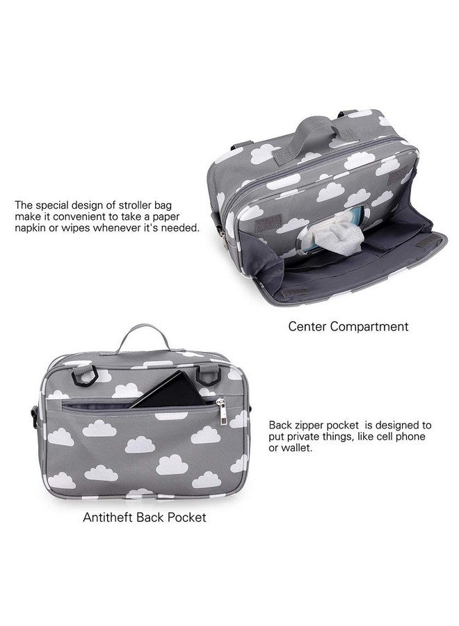 MOMIGO MOMIGO Baby Diaper Caddy Tote Baby Stroller Bag Nursery Storage Bin for Wipes & Toys Mini Diaper Bag for Outdoor (Grey Cloud)  - Image 2