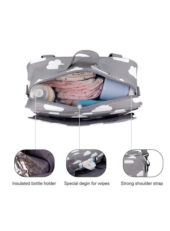 MOMIGO MOMIGO Baby Diaper Caddy Tote Baby Stroller Bag Nursery Storage Bin for Wipes & Toys Mini Diaper Bag for Outdoor (Grey Cloud)  - Image 1