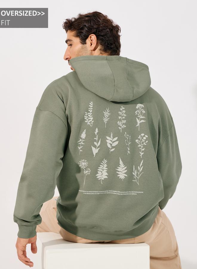 Styli Back Floral Print Heavy Oversized Hoodie - Image 1