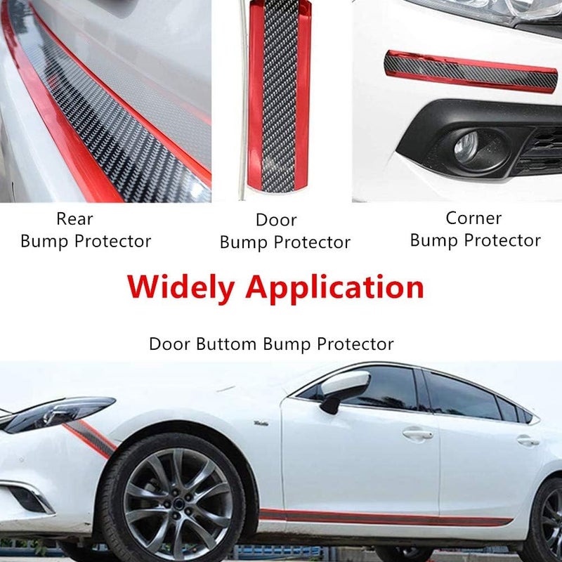 Youngine Universal Carbon Fibre Car Door Sill Guards Protector - Red - Image 3