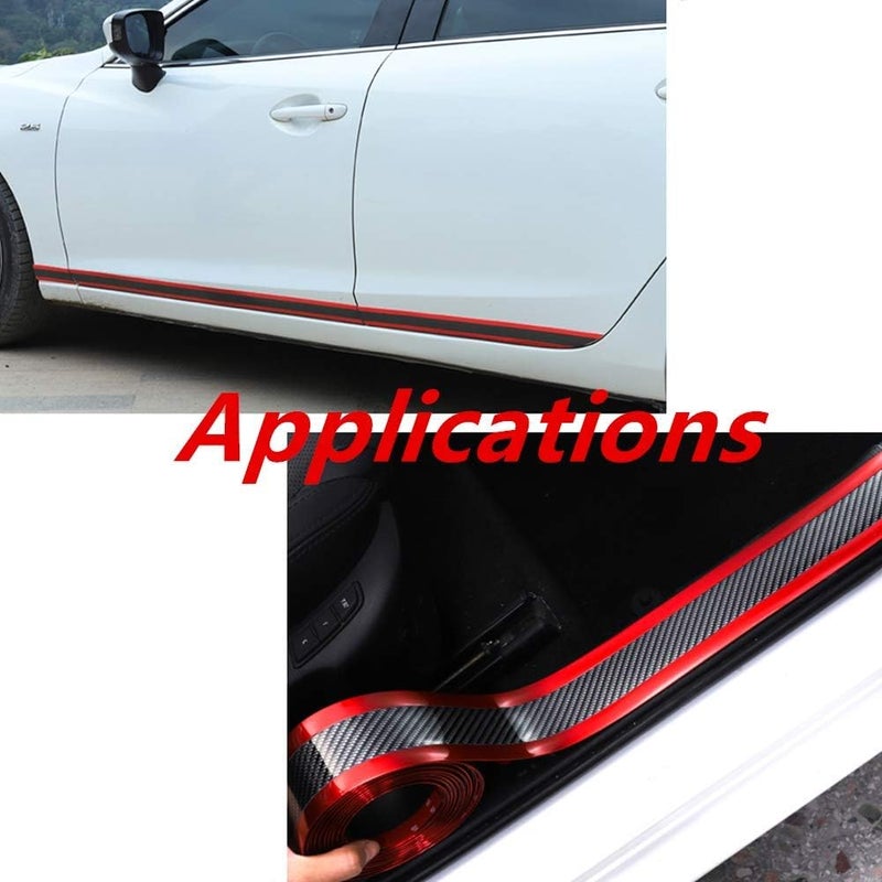 Youngine Universal Carbon Fibre Car Door Sill Guards Protector - Red - Image 4