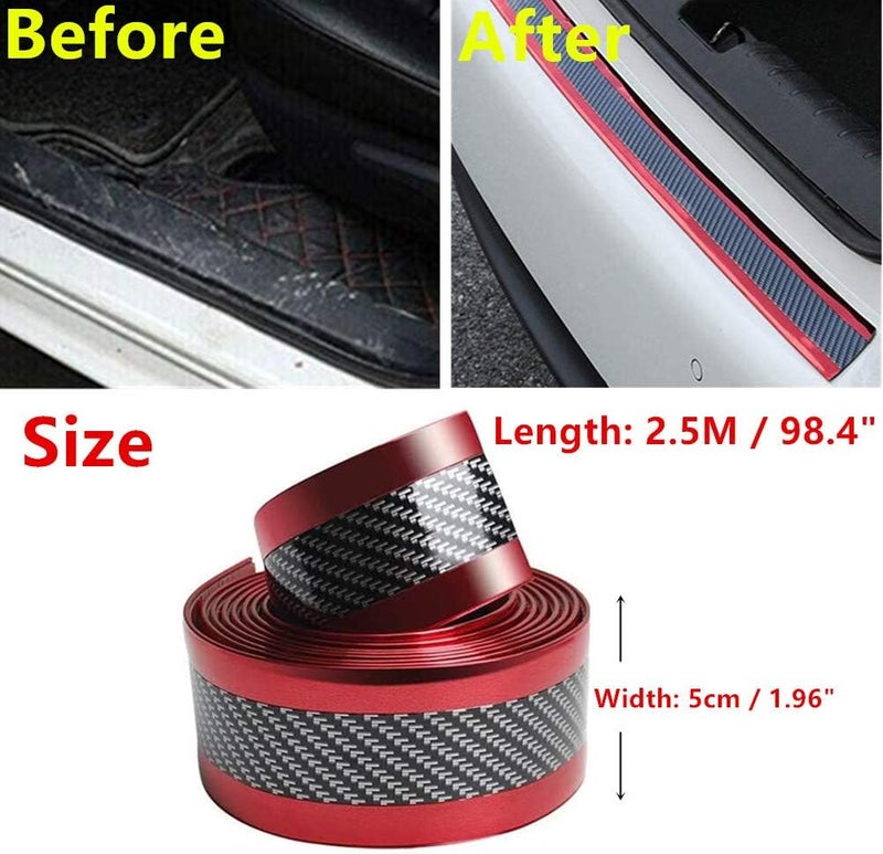 Youngine Universal Carbon Fibre Car Door Sill Guards Protector - Red - Image 2