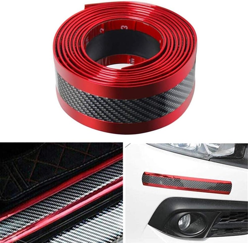 Youngine Universal Carbon Fibre Car Door Sill Guards Protector - Red - Image 1