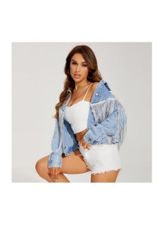 Loquat Squality Leisure Tassels Denim Short Jacket Women  - Image 1