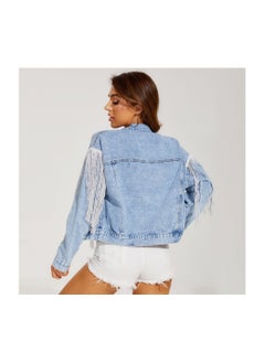 Loquat Squality Leisure Tassels Denim Short Jacket Women  - Image 2