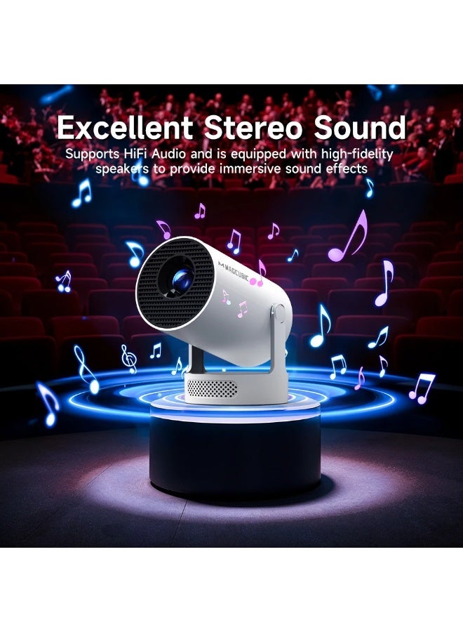 Talzeo HY300 PRO+ Mini Projector 4K Android 11, Dual WiFi6, Bluetooth 5.4, 1080P HD, 1280x720P, 180° Rotatable, Auto Keystone, 280 ANSI, Portable Home Theater & Outdoor Cinema, Supports iOS/Android/TV Stick/HDMI/USB  - Image 5