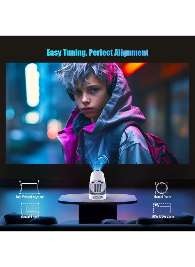 Talzeo HY300 PRO+ Mini Projector 4K Android 11, Dual WiFi6, Bluetooth 5.4, 1080P HD, 1280x720P, 180° Rotatable, Auto Keystone, 280 ANSI, Portable Home Theater & Outdoor Cinema, Supports iOS/Android/TV Stick/HDMI/USB  - Image 4