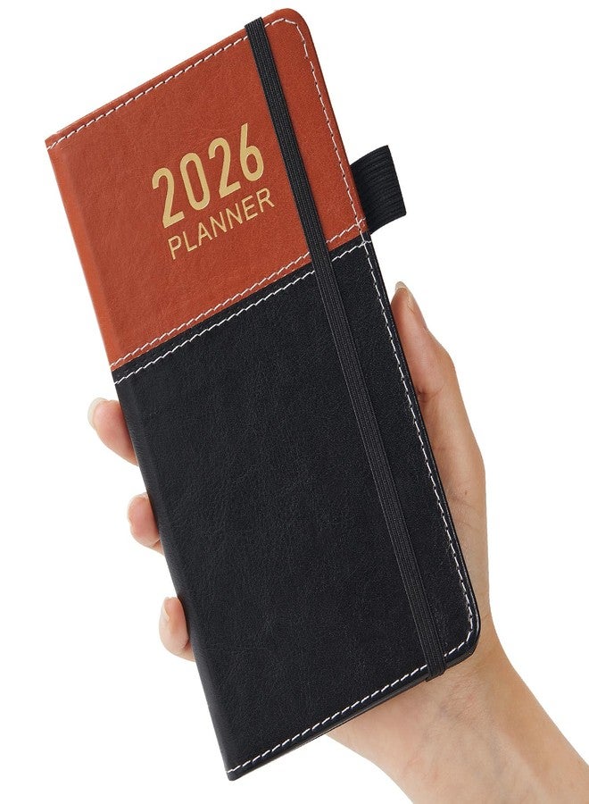 PLANNITY 2026 Planner Pocket Size for Purse, Jan.2026 - Dec.2026 Small Daily Weekly Monthly Planner/Calendar with PU Leather, Elastic Band, A6 Mini Calendar Book for School/Office/Home, 3.8" x 7" - Image 1