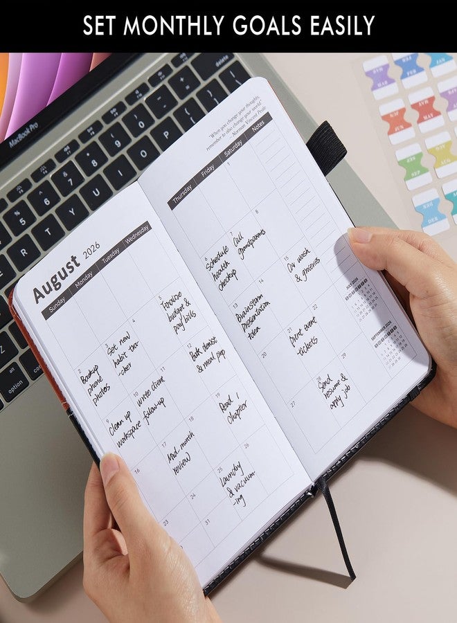 PLANNITY 2026 Planner Pocket Size for Purse, Jan.2026 - Dec.2026 Small Daily Weekly Monthly Planner/Calendar with PU Leather, Elastic Band, A6 Mini Calendar Book for School/Office/Home, 3.8" x 7" - Image 4