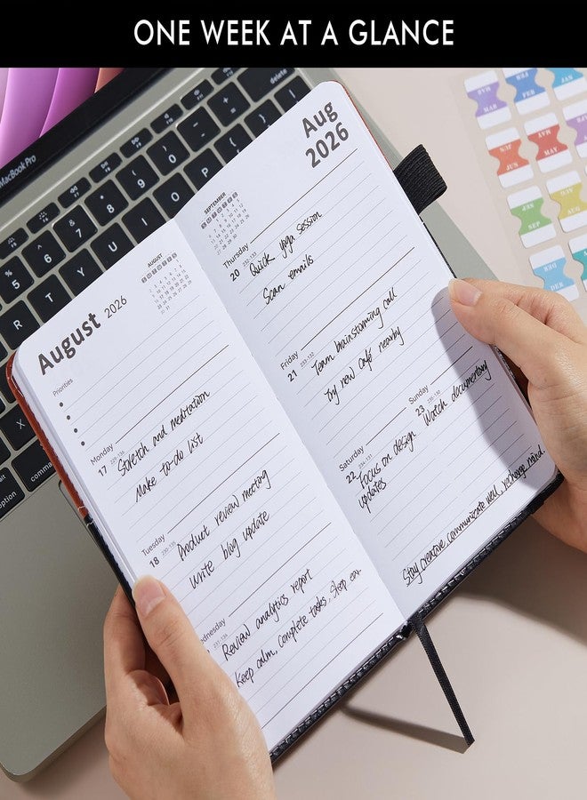 PLANNITY 2026 Planner Pocket Size for Purse, Jan.2026 - Dec.2026 Small Daily Weekly Monthly Planner/Calendar with PU Leather, Elastic Band, A6 Mini Calendar Book for School/Office/Home, 3.8" x 7" - Image 5