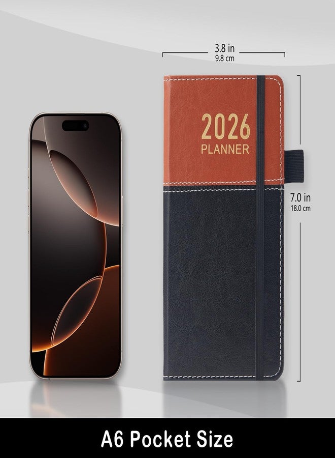 PLANNITY 2026 Planner Pocket Size for Purse, Jan.2026 - Dec.2026 Small Daily Weekly Monthly Planner/Calendar with PU Leather, Elastic Band, A6 Mini Calendar Book for School/Office/Home, 3.8" x 7" - Image 3