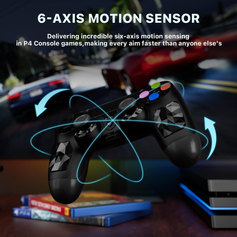 2 Pack Wireless Controller for PS4, Game Controller Compatible with Playstation 4/Slim/Pro/PC, with Dual Vibration/6-axis Motion Sensor/Stereo Headset Jack/Touchpad/800mAh battery(Black and White) - Image 5