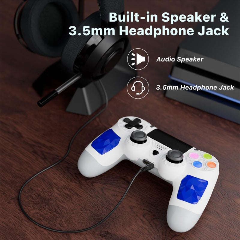 2 Pack Wireless Controller for PS4, Game Controller Compatible with Playstation 4/Slim/Pro/PC, with Dual Vibration/6-axis Motion Sensor/Stereo Headset Jack/Touchpad/800mAh battery(Black and White) - Image 4