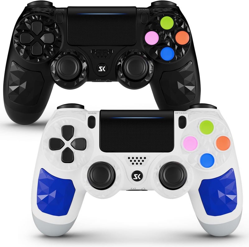 2 Pack Wireless Controller for PS4, Game Controller Compatible with Playstation 4/Slim/Pro/PC, with Dual Vibration/6-axis Motion Sensor/Stereo Headset Jack/Touchpad/800mAh battery(Black and White) - Image 1