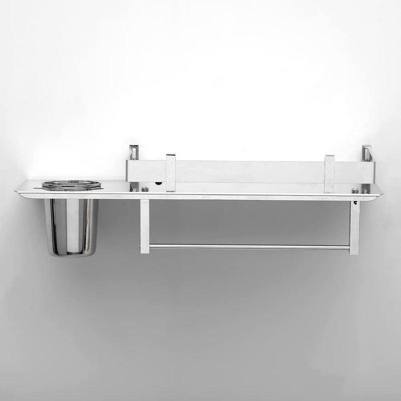 SAMANEA TH-3 Premium SS Tumbler Holder 3 in 1 Multipurpose Shelf | Rack | Towel Hanger | Bathroom Accessories (15 x 5 Inches, Chrome, SS202) - Image 5