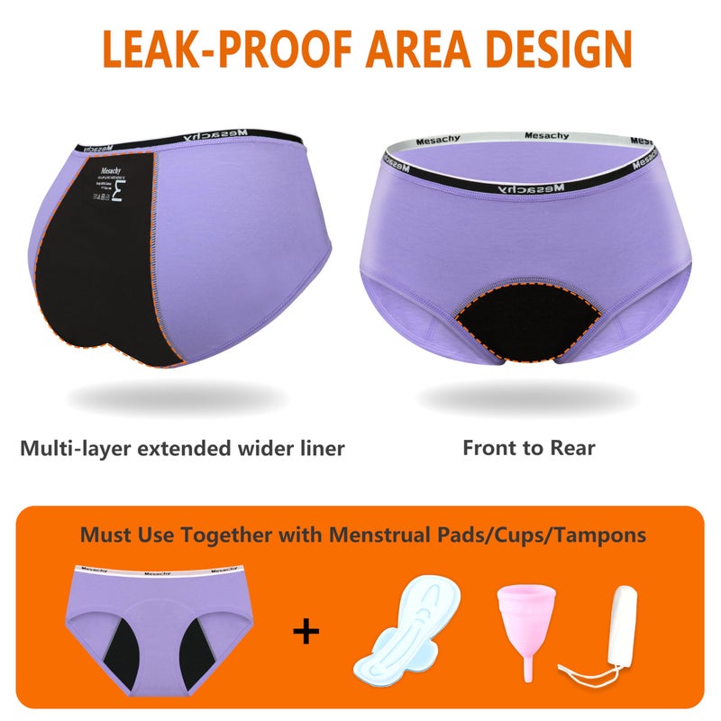 Mesachy Teens Girls Period Underwear Kids Period Panties Menstrual Leakproof Protective Underwear for Teens Cotton Briefs - Image 3