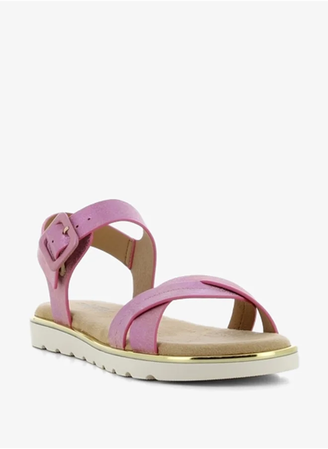 SJ Women's Cross Strap Sandals with Buckle Closure