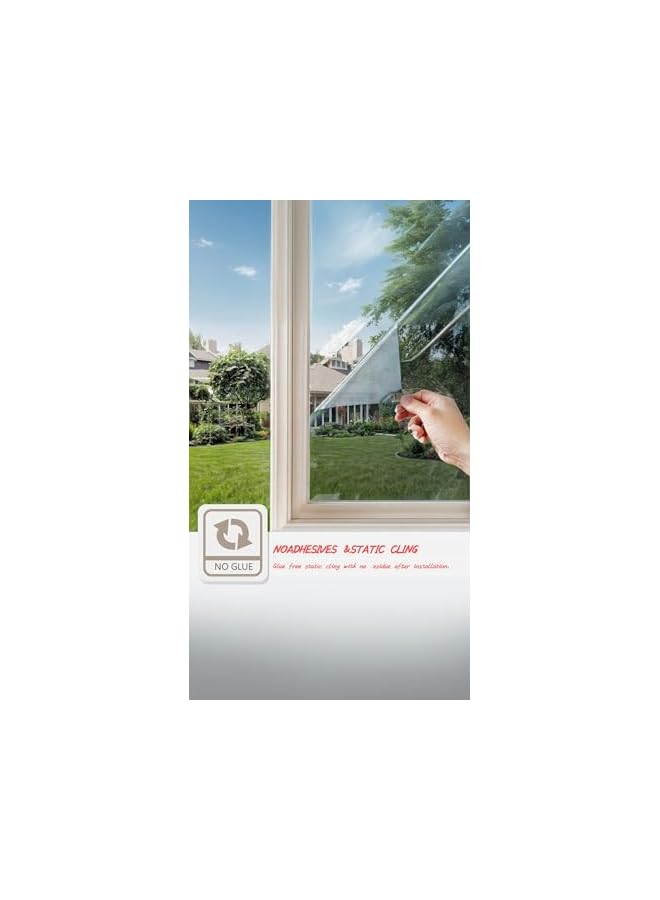 The Bros فيلم خصوصية نافذة باتجاه واحد - بني-فضي، 23.6x39.4 بوصة | خصوصية نهارية، حجب الأشعة فوق البنفسجية، التصاق ثابت، تظليل نافذة عاكس للمنازل والمكاتب - Image 5