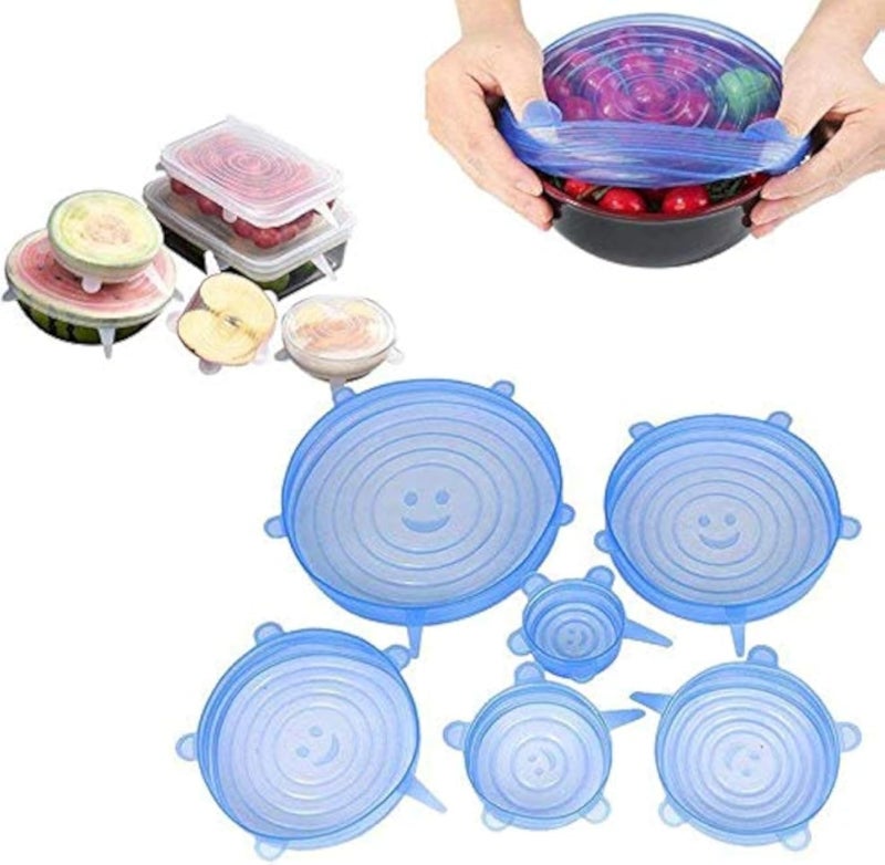 6بكس/ طقم قابل لإعادة الاستخدام ونيفيرسال سيليكوني ساران وراب كوفير ليدس طعام بوول بوت ستريتكه مطبخ فاكووم سيال بوولس
