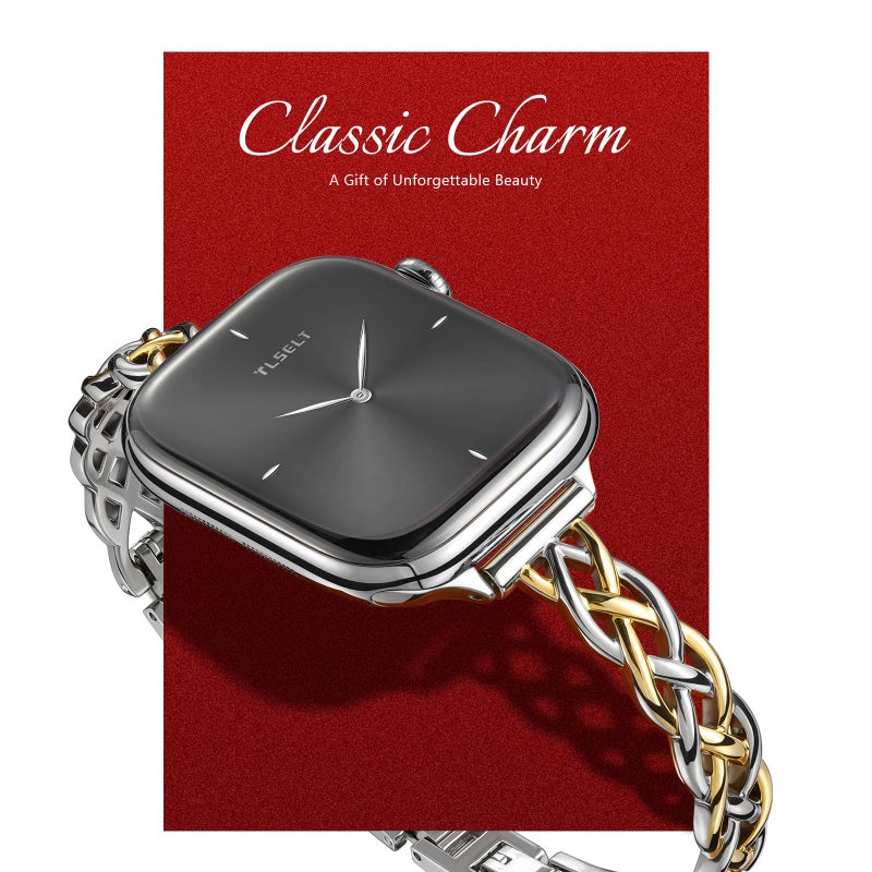 Tlselt Silm Bracelet Compatible with Apple Watch Bands 38/40/41/42/44/45/46/49mm for Women, Celtic Thin Dressy Stainless Steel Metal Designer Fancy Strap for iWatch Series 11 10 9 8 7 6 5 4 3 SE Ultra - Image 2