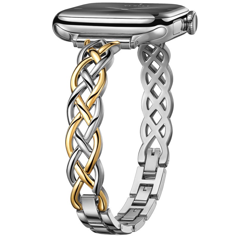 Tlselt Silm Bracelet Compatible with Apple Watch Bands 38/40/41/42/44/45/46/49mm for Women, Celtic Thin Dressy Stainless Steel Metal Designer Fancy Strap for iWatch Series 11 10 9 8 7 6 5 4 3 SE Ultra - Image 1