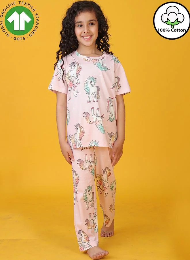 انثريلو مجموعة من بنطال وتيشيرت قطن بطبعة وحيد القرن