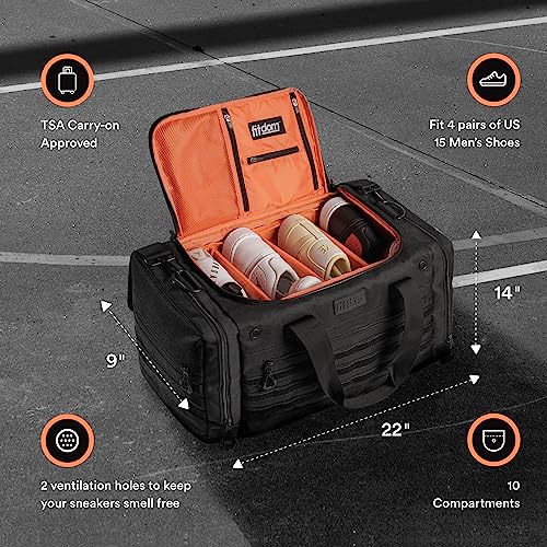 Fitdom Sneaker Bag for Travel, Sneakerhead gift, Sneaker Duffle Outdoor Sports Gym Bag, A Multi-functional Duffel Bag with 3 Adjustable Dividers, & Shoulder Strap. TSA Carry-On Size Approved - Image 2