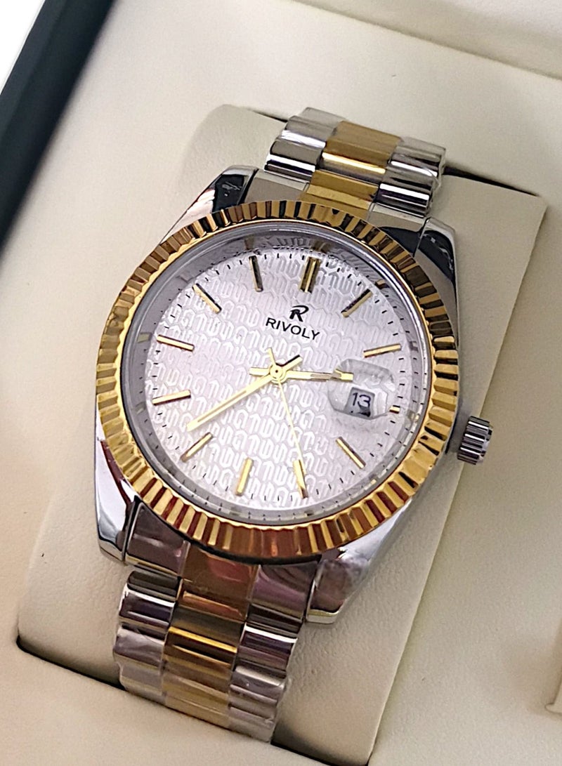 ريفولي طقم رجالي من الستانلس ستيل مكون من ساعة وسبحة وقلم وازرار اكمام القمصان - Image 2