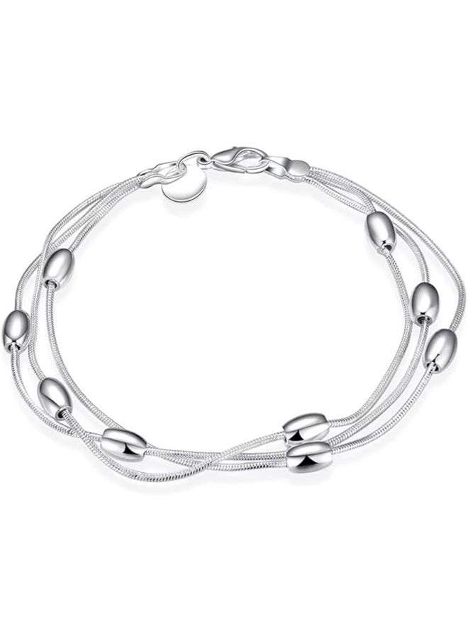yongsheng Oval Shape Charm Bracelet, Rice & Frosted Bead Bracelet – Trendy Jewelry – Holiday, Birthday, Valentine’s Day, Mother’s Day Gift for Women  - Image 1