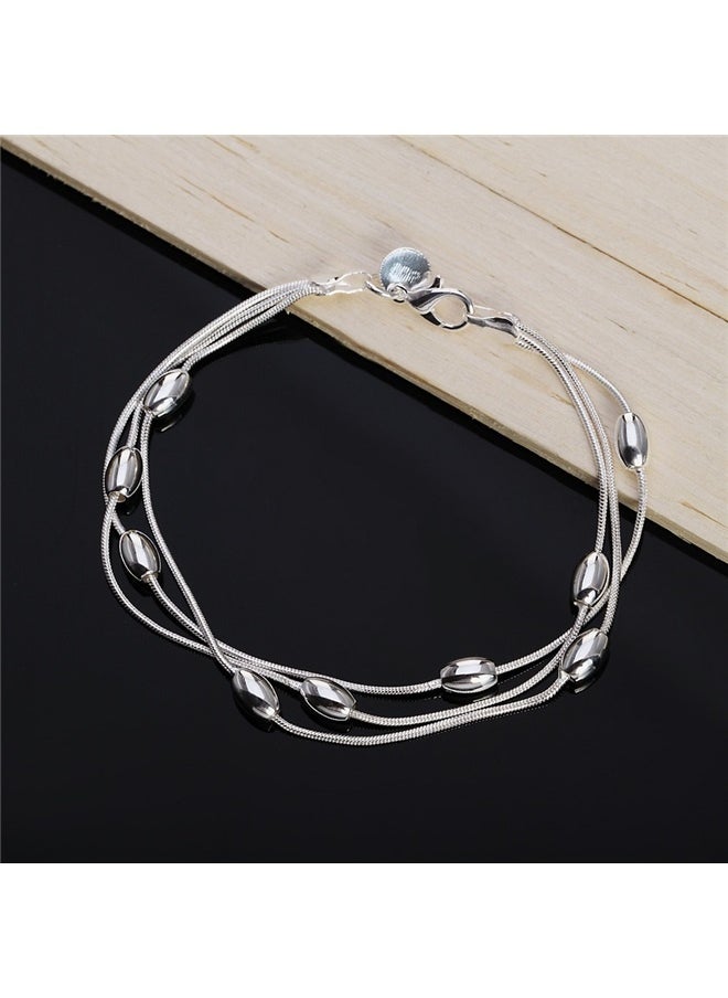 yongsheng Oval Shape Charm Bracelet, Rice & Frosted Bead Bracelet – Trendy Jewelry – Holiday, Birthday, Valentine’s Day, Mother’s Day Gift for Women  - Image 4