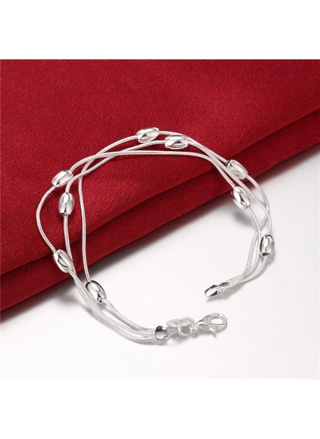 yongsheng Oval Shape Charm Bracelet, Rice & Frosted Bead Bracelet – Trendy Jewelry – Holiday, Birthday, Valentine’s Day, Mother’s Day Gift for Women  - Image 2
