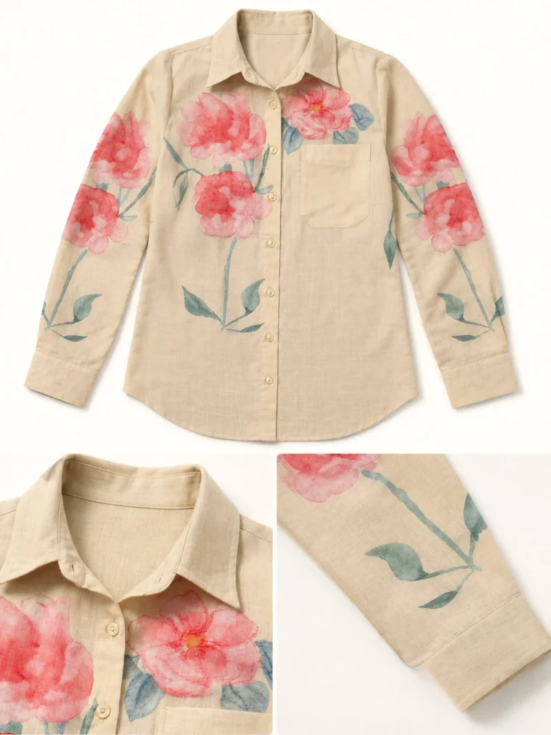 Outzidr  Beige Placement Printed Shirt for Women | Best Price UAE