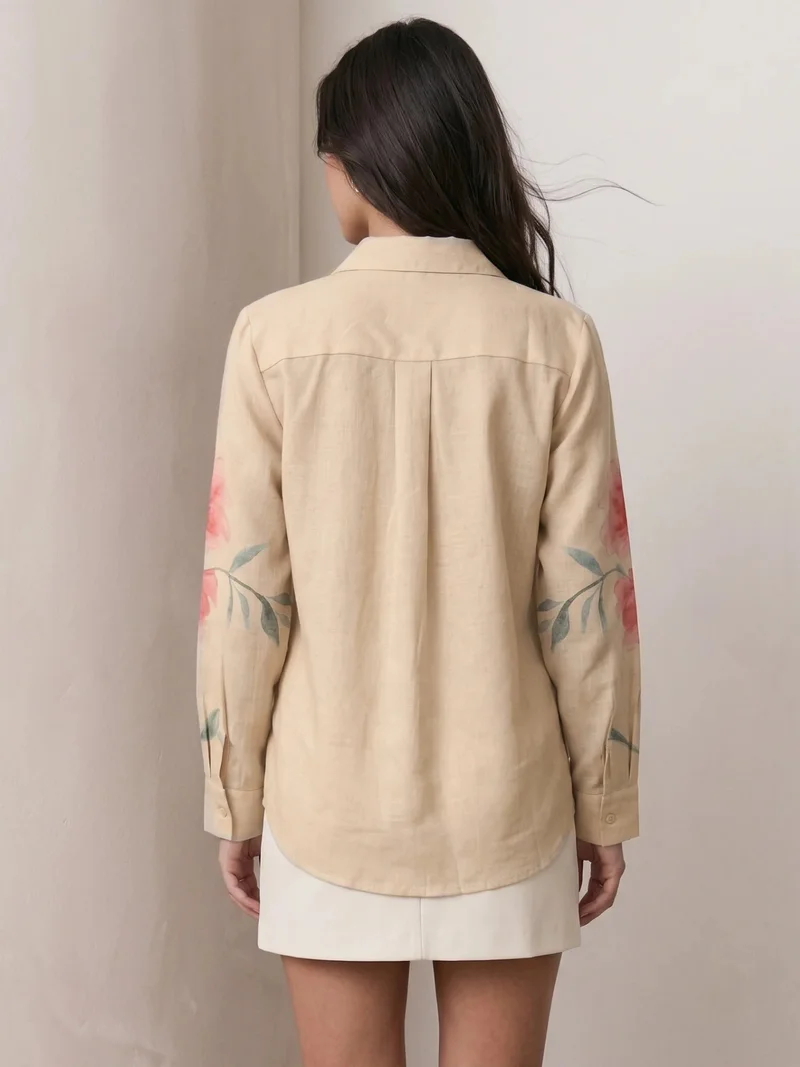 Outzidr  Beige Placement Printed Shirt for Women | Best Price UAE