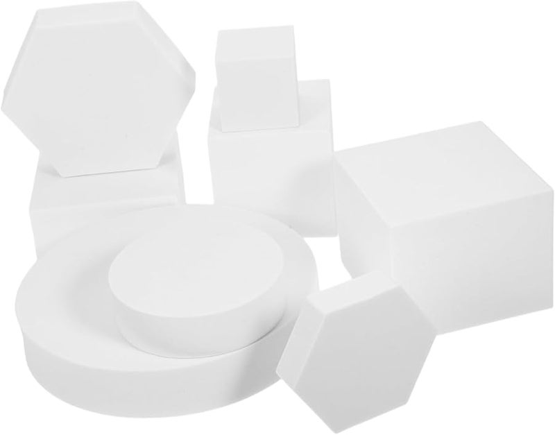 White Geometry Cube Props 8pcs For Photography Makeup Jewelry Photo Booth - Image 1