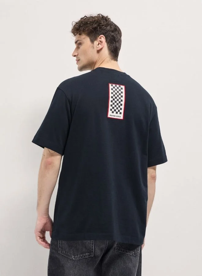 THE BEAR HOUSE  Men's Monochromatic Graphic Print Oversize Crew Neck T-shirt Perfect For Casual Wear, Gym, Travel, Or Layering Stylish And Versatile Essential For Every Wardrobe for Men | Best Price UAE