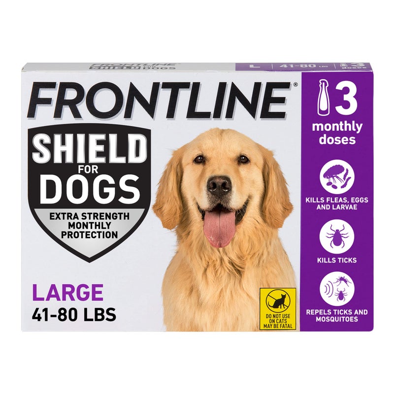 FRONTLINE Shield Flea & Tick Treatment for Large Dogs 41-80 lbs. Count of 3 - Image 1