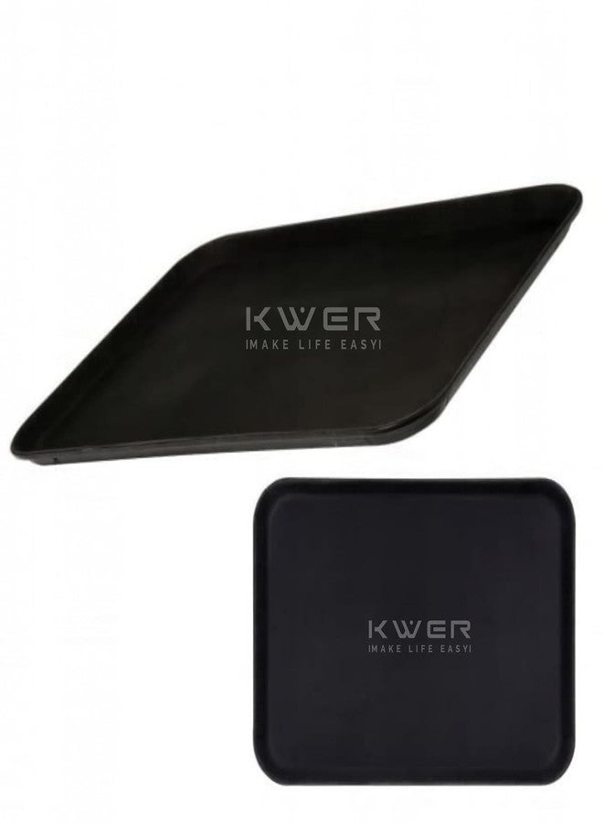 KWER Plastic Dish Draining Tray,Rectangular Drainer Plate for Kitchen,Non-Slip Serving Dish for Restaurant,Hotels,Cafes,Home,Bars (Black) - Image 5