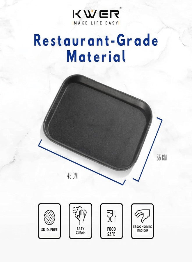 KWER Plastic Dish Draining Tray,Rectangular Drainer Plate for Kitchen,Non-Slip Serving Dish for Restaurant,Hotels,Cafes,Home,Bars (Black) - Image 3