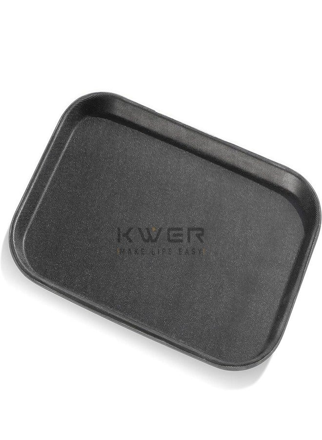 KWER Plastic Dish Draining Tray,Rectangular Drainer Plate for Kitchen,Non-Slip Serving Dish for Restaurant,Hotels,Cafes,Home,Bars (Black) - Image 1