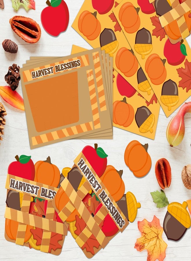 BeYumi Fall Harvest Basket Craft - 28Pcs Fall Harvest Blessing Basket Craft Kit DIY Autumn Religious Bushell of Thanks Thanksgiving Gratitude Paper Craft Supplies School Classroom Activities for Kids - Image 3