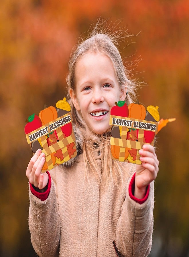 BeYumi Fall Harvest Basket Craft - 28Pcs Fall Harvest Blessing Basket Craft Kit DIY Autumn Religious Bushell of Thanks Thanksgiving Gratitude Paper Craft Supplies School Classroom Activities for Kids - Image 5