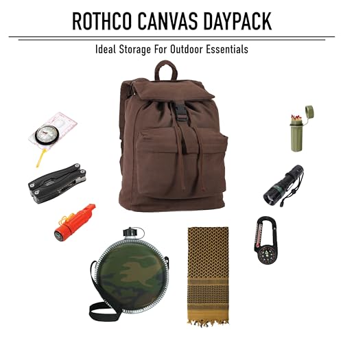 Rothco Canvas Daypack – Heavy-Duty Cotton Canvas Backpack for Hiking, Camping, Traveling, and Daily Use – 34L Capacity, Olive Drab - Image 4