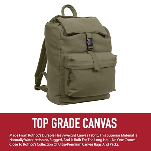 Rothco Canvas Daypack – Heavy-Duty Cotton Canvas Backpack for Hiking, Camping, Traveling, and Daily Use – 34L Capacity, Olive Drab - Image 3