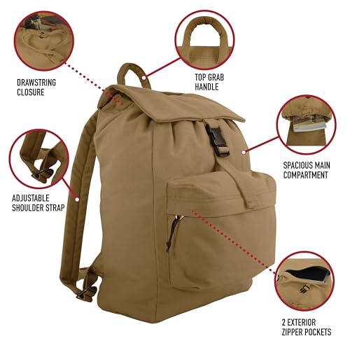 Rothco Canvas Daypack – Heavy-Duty Cotton Canvas Backpack for Hiking, Camping, Traveling, and Daily Use – 34L Capacity, Olive Drab - Image 2