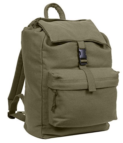 Rothco Canvas Daypack – Heavy-Duty Cotton Canvas Backpack for Hiking, Camping, Traveling, and Daily Use – 34L Capacity, Olive Drab - Image 1
