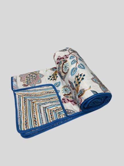 Shrika Graham 2 in 1 Pure Cotton Reversible dohar|All Season Blanket| Travel Blanket|Premium Cotton dohar| Soft Printed Cotton Throws| (Single, Animal Print White) - Image 1