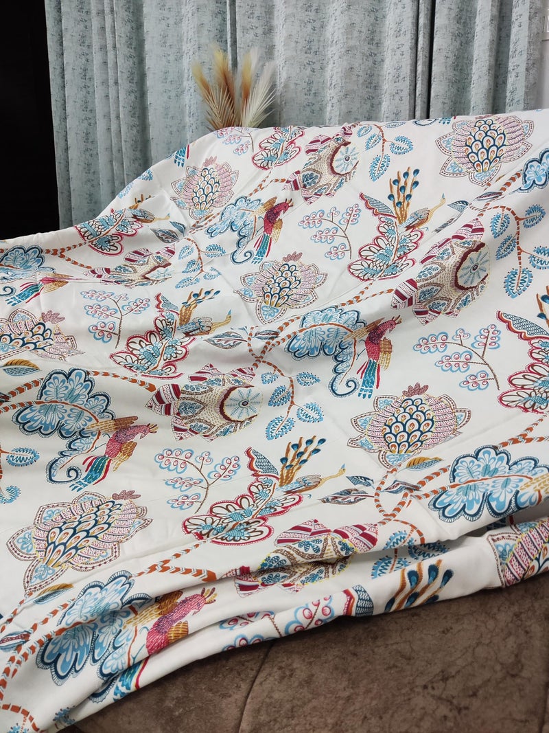 Shrika Graham 2 in 1 Pure Cotton Reversible dohar|All Season Blanket| Travel Blanket|Premium Cotton dohar| Soft Printed Cotton Throws| (Single, Animal Print White) - Image 5