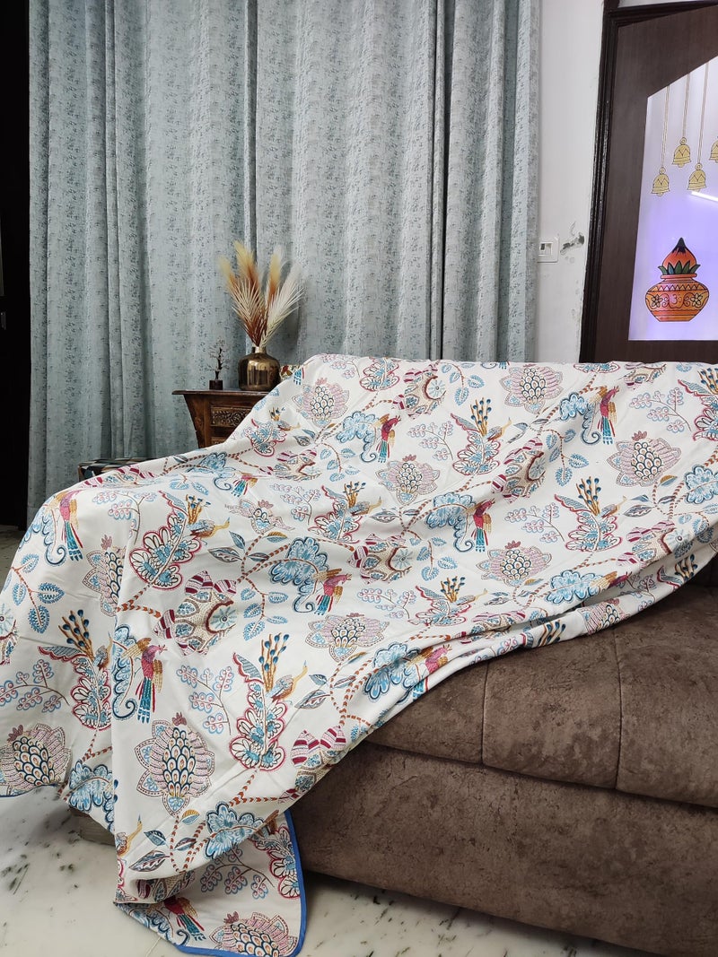 Shrika Graham 2 in 1 Pure Cotton Reversible dohar|All Season Blanket| Travel Blanket|Premium Cotton dohar| Soft Printed Cotton Throws| (Single, Animal Print White) - Image 3
